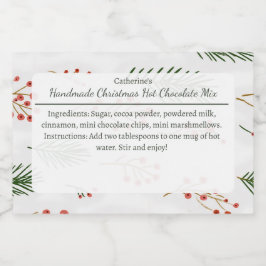 Branches and Berries Christmas Hot Chocolate Mix Mat Etiketter