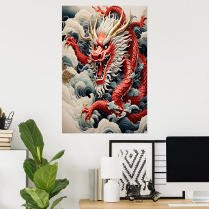 Brand-andning, röd och vit poster