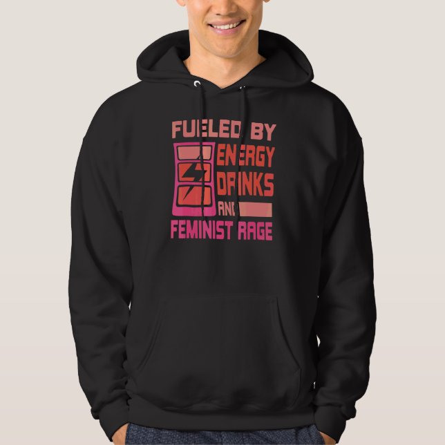 Bränd av energidrycker och feministisk rasande fem hoodie (Framsida)
