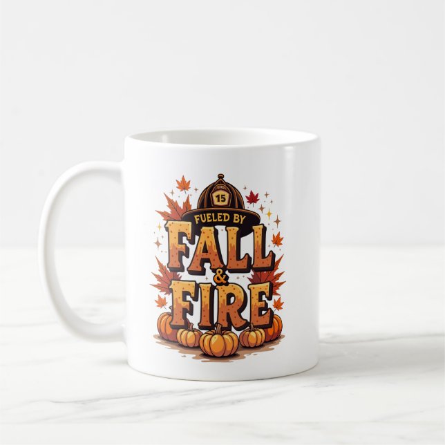Bränd av fall & brand - Mysigt höstbrandman Kaffemugg (Vänster)