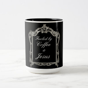 Bränd av kaffe och Jesus Två-Tonad Mugg