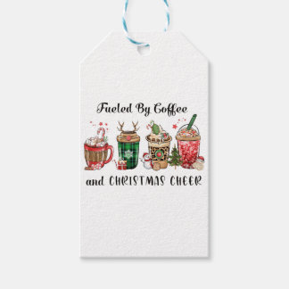 Bränd av kaffe och julCheer Presentetikett