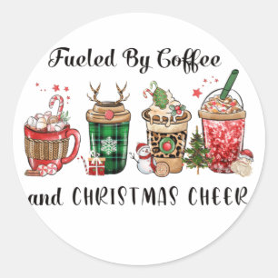 Bränd av kaffe och julCheer Runt Klistermärke