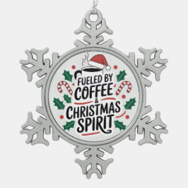 Bränd av kaffe- och julstämning snöflinga pewter julgransprydnad