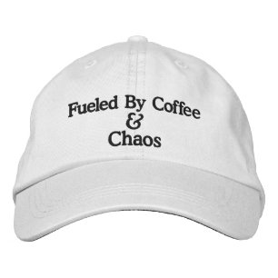 Bränd av kaffe och kaos broderad keps