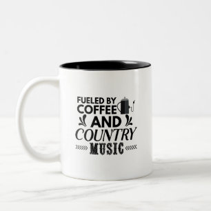 Bränd av kaffe och Land Music Två-Tonad Mugg