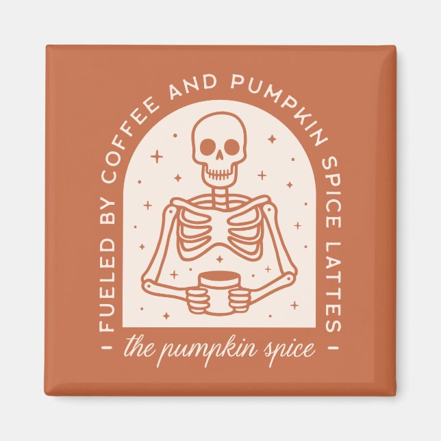 Bränd av kaffe och pumpkin Spice Lattes Magnet (Framsidan)