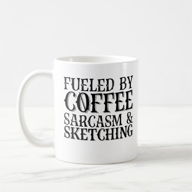 Bränd av kaffe, Sarcasm och skal Kaffemugg (Vänster)