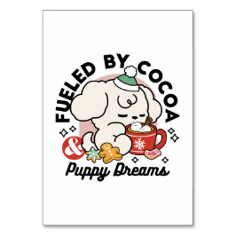 Bränd av kakao och Puppy Dreams - Cute Winter Hund Bordsnummer