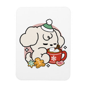 Bränd av kakao och Puppy Dreams - Cute Winter Hund Magnet