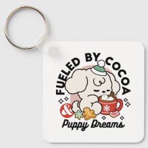Bränd av kakao och Puppy Dreams - Cute Winter Hund Nyckelring