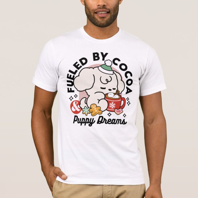 Bränd av kakao och Puppy Dreams - Cute Winter Hund T Shirt (Framsida)