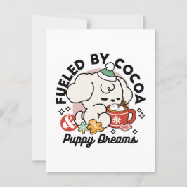 Bränd av kakao och Puppy Dreams - Cute Winter Hund Vykort