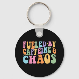 Bränd av koffein och Chaos Funny Retro-kaffe Lo Nyckelring