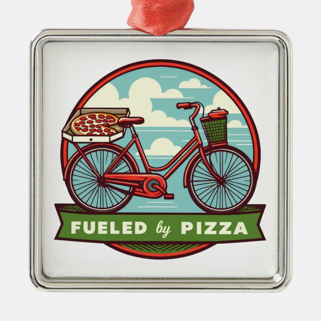 Bränd av Pizza Bike Julgransprydnad Metall (Framsidan)