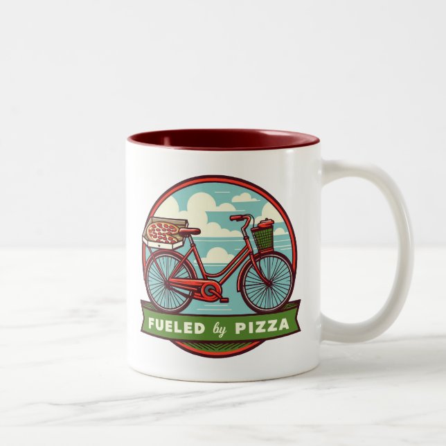 Bränd av Pizza Bike Två-Tonad Mugg (Höger)