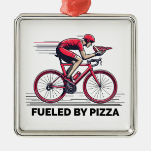 Bränd av Pizza Cyclist Julgransprydnad Metall