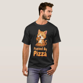 Bränd av Pizza Funny Tabby Tiger Cat Eating Pizza T Shirt