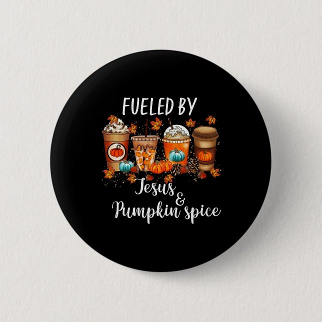 Bränd av Pumpkin Spice och Jesus Coffee Älskare-fa Knapp (Framsida)