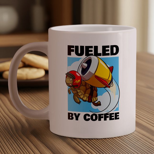 Bränd av Tecknaden för kaffefynlig flygande tortoi Jumbo Mugg (Skapare uppladdad)