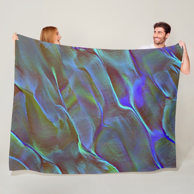 Bränd blå grönt, digital kornig rosig platinerings fleecefilt (På plats)