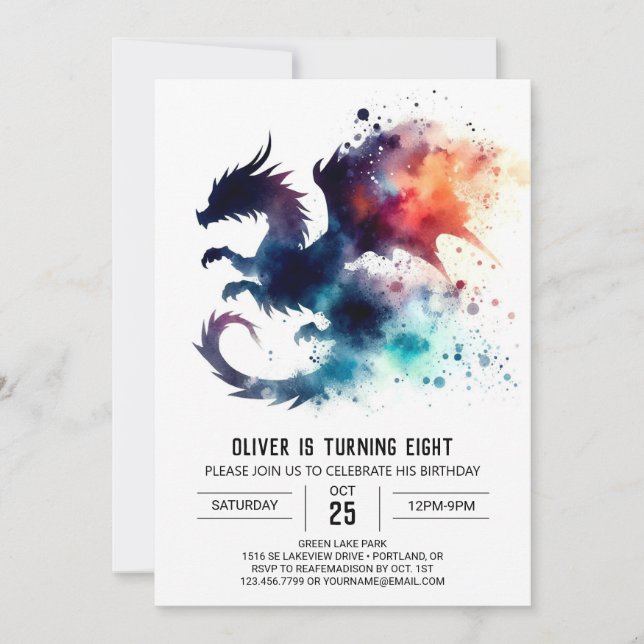 Brand Breathing Dragon Birthday Anpassade Inbjudningar (Framsida)