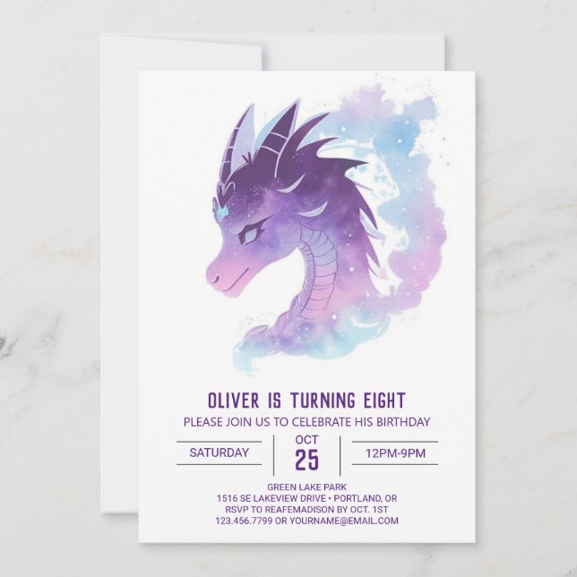 Brand Breathing Dragon Fantasy Birthday Inbjudningar (Framsida)