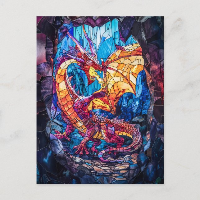 Brand Breathing Dragon i Cave Vykort (Framsida)