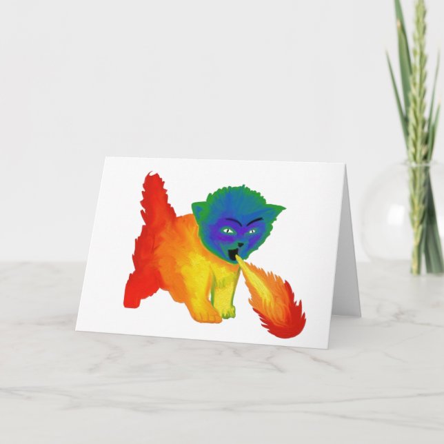 Brand Breathing Rainbow Kitten Greeting Card Kort (Framsida)