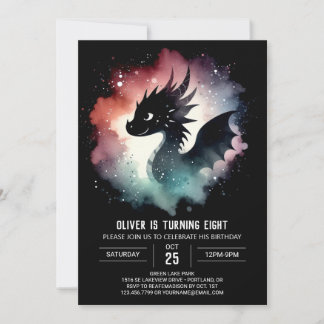 Brand Brething Dragon Birthday Digital Inbjudningar