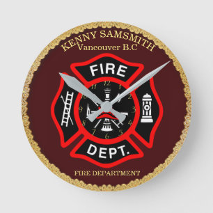 Brand Department Black and Red Badge 4 Rund Klocka