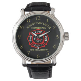 Brand Department Black and Red Badge with Axes Armbandsur