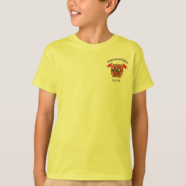 Brand Department Guld and Red Badge with Fire Axes T Shirt (Framsida)