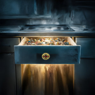 Brand Department logotyp Black and Guld Badge Knopp