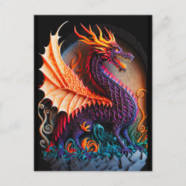 Brand Dragon Castle Fantasy Art Mythical Creates Vykort