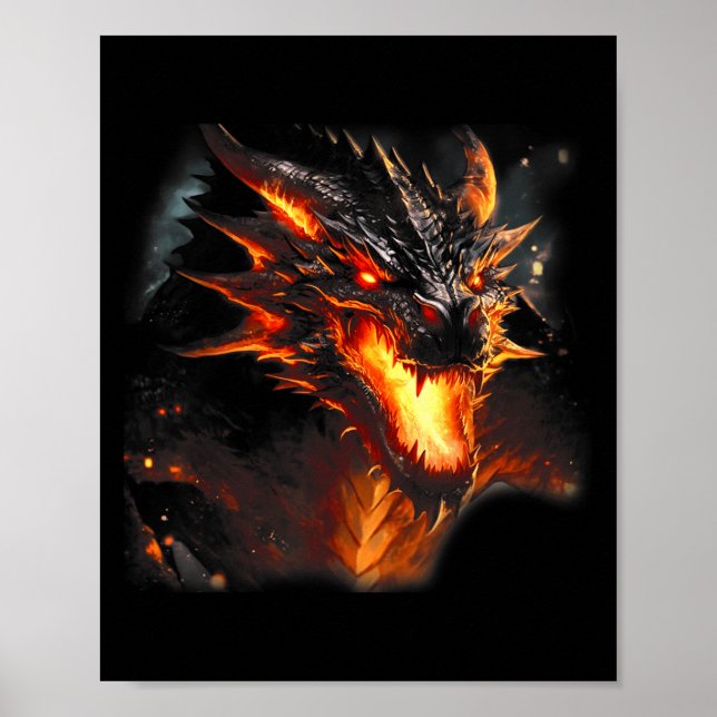 Brand Dragon Head Mythical Dragon Kärlek Breathing Poster (Framsidan)