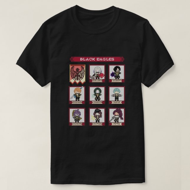 Brand Emblem Three Houses Black Eagles House Pixel T Shirt (Design framsida)
