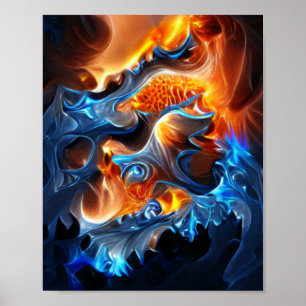 Brand Fire and Ice Spiral Fractal Art Poster