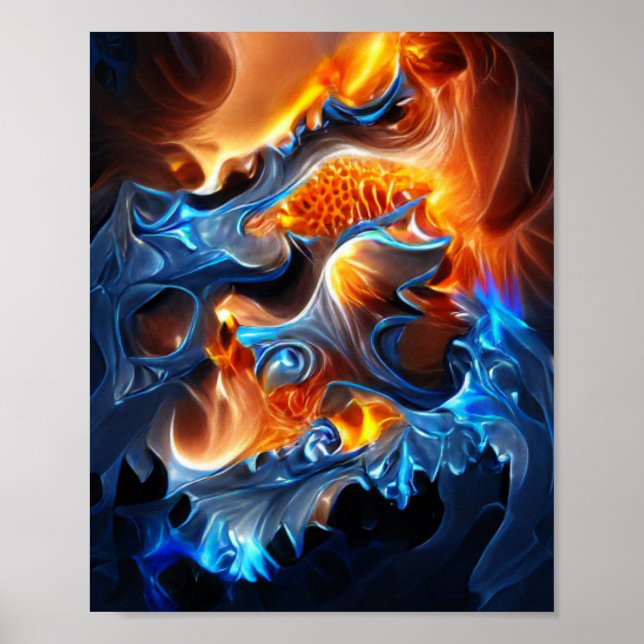 Brand Fire and Ice Spiral Fractal Art Poster (Framsidan)