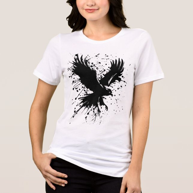 Brand & Free - Women's Eagle Bläck Splatter T Shirt (Framsida)