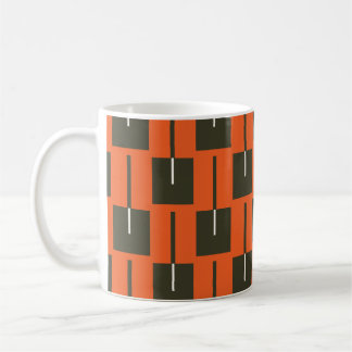 Bränd geometri fet orange och oliv mönster mugg
