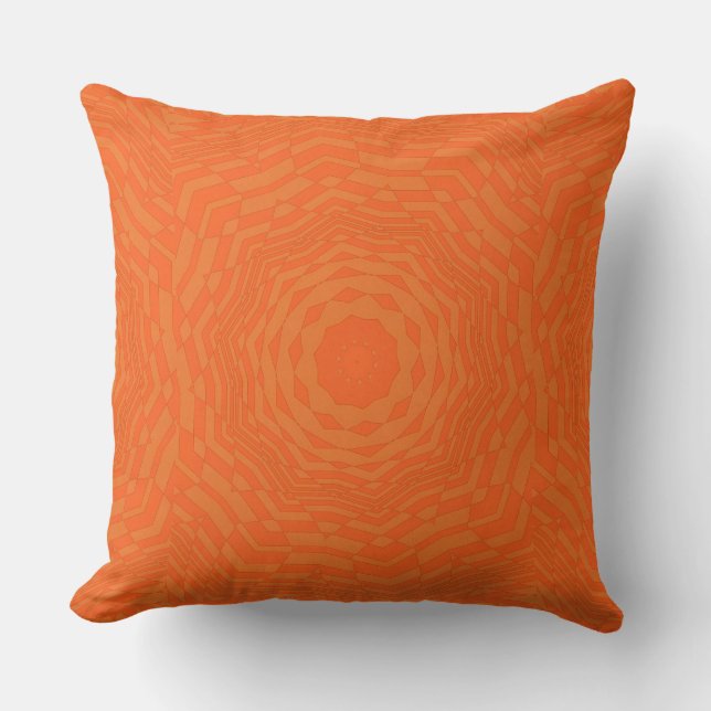 Bränd geometrisk cirkel i Sol vid Orange Mönster Kudde (Framsida)