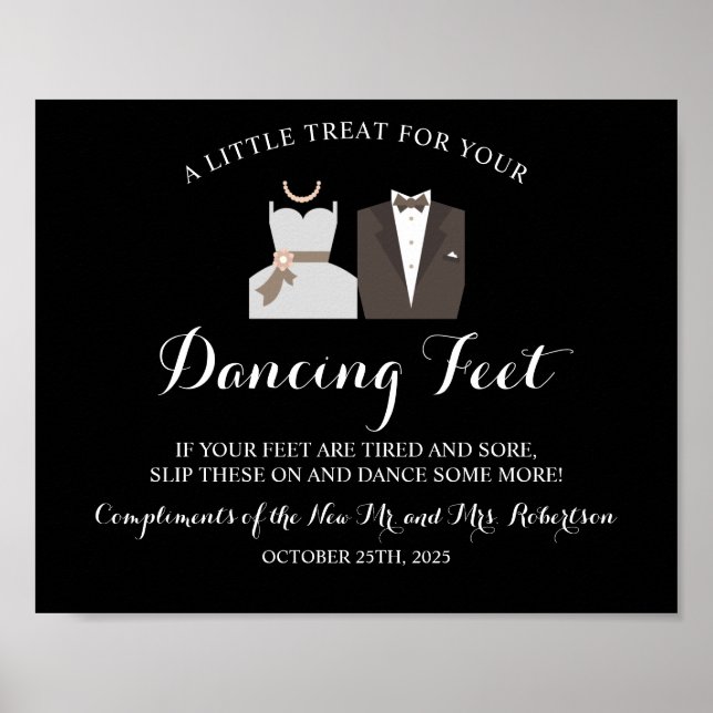 Brand & Groom Dancing Feet Flinflip flops Bröllop- Poster (Framsidan)