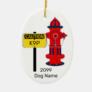 Brand Hydrant Oval Ceramic Hund Puppy Ornamy Julgransprydnad Keramik