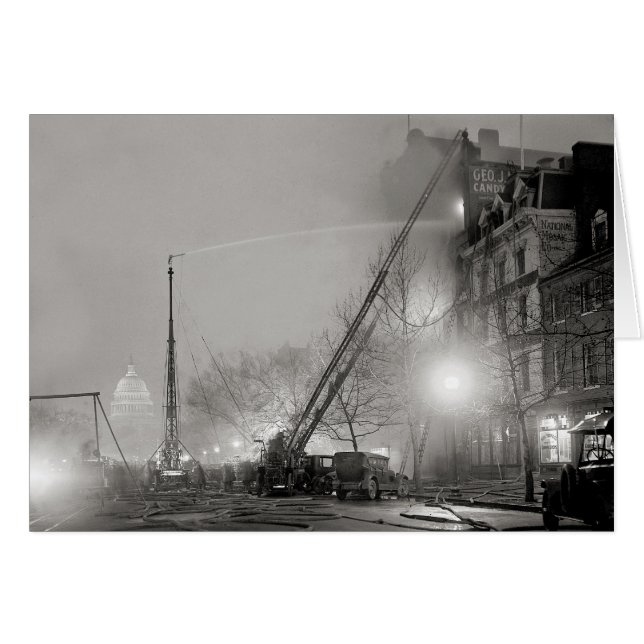 Brand i fem larm på natten, 1925 hälsningskort (Framsidan Horizontal)