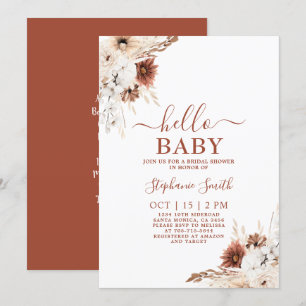 Bränd inbjudan till Boho Baby Shower Girl-Orange