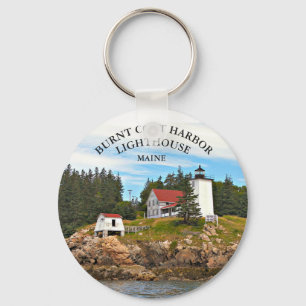 Bränd Jacka Harbour Lighthouse Maine Keychain Nyckelring