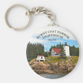 Bränd Jacka Harbour Lighthouse Maine Keychain Nyckelring