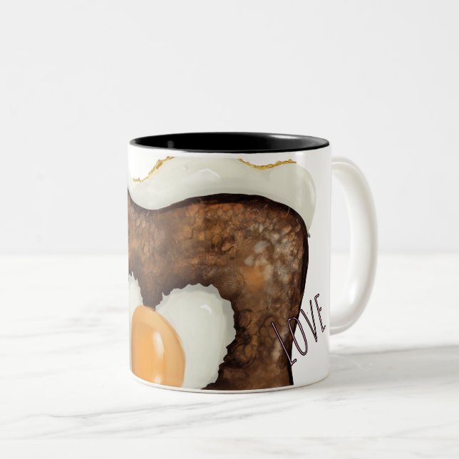 Bränd kärlek - Ägg i hål (rostat bröd!) Två-Tonad Mugg (Framsida höger)