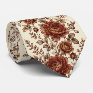 Bränd Koppar Peony & Rose Bröllopsblomma Slips